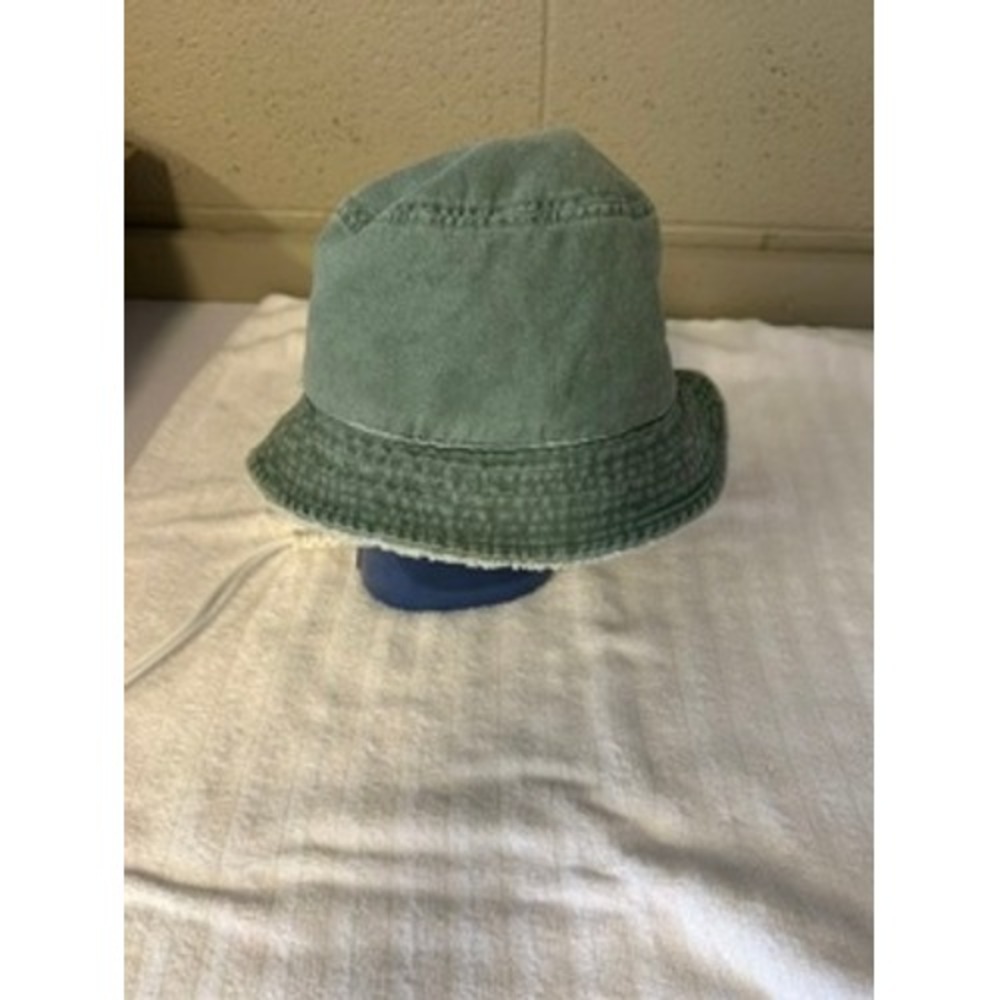 David and Young Sage Green Bucket Hat 100% Cotton Fisherman Hat Frayed Edges